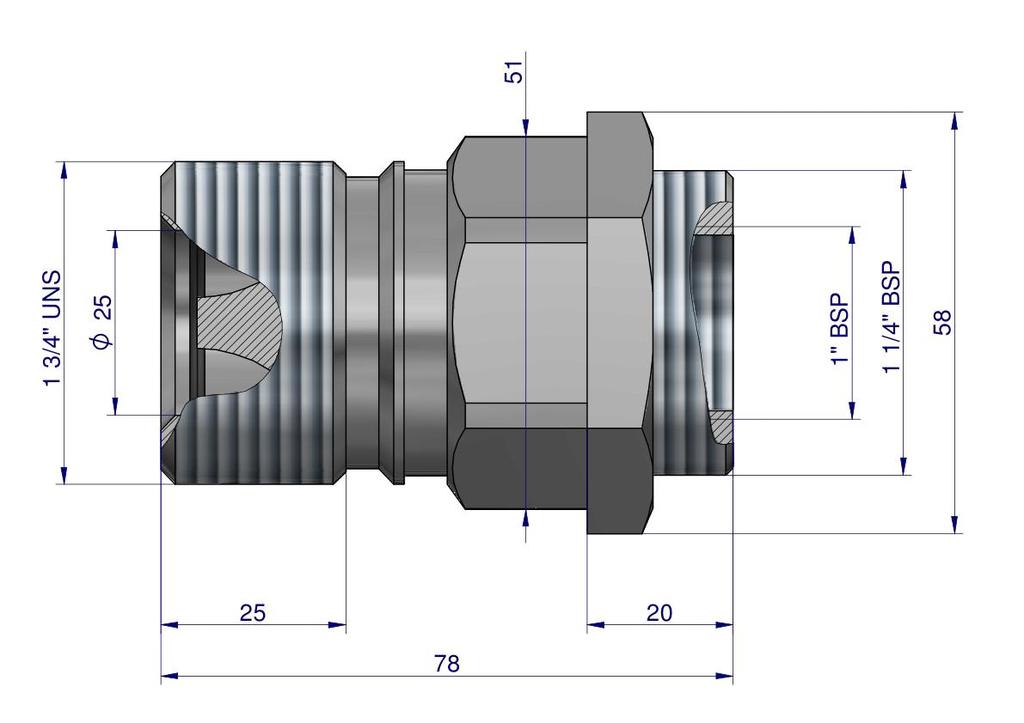 Szybkozłącze Hydrauliczne Skręcane (Motylkowe) Gniazdo G3/4"Bsp Gwint Wewnętrzny 250Bar Waryński