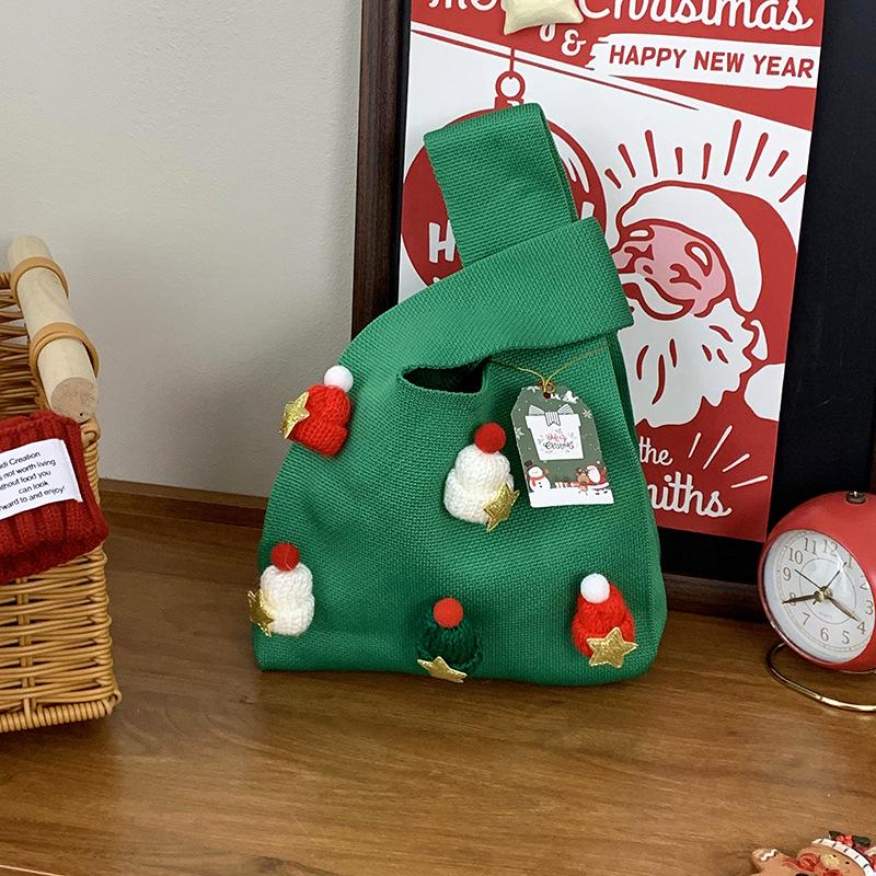 Festive Christmas Knit Tote Bag: Creative Handbag for Gifts & Candy