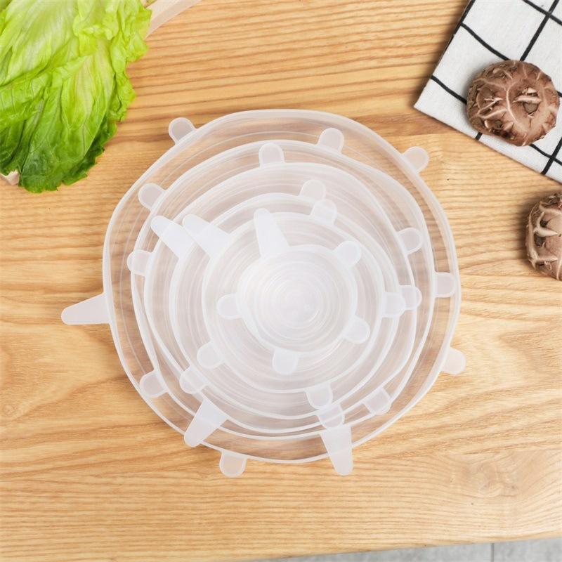 6PCS Reusable Food Cover Silicone Lid Silicone Stretch Lids for Cans Food Dishes Fresh Keeping Kitchen Daily Supplies BXG001