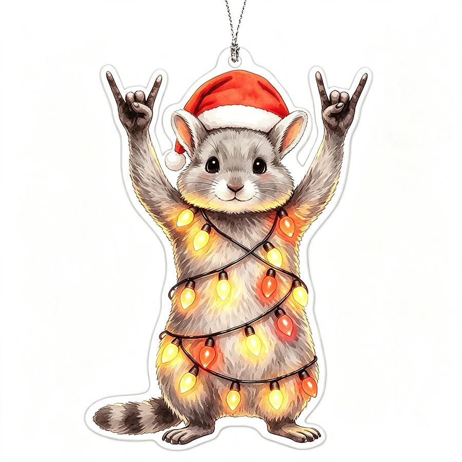 Acrylic Cat & Sloth Flat Christmas Tree Ornament Decorations