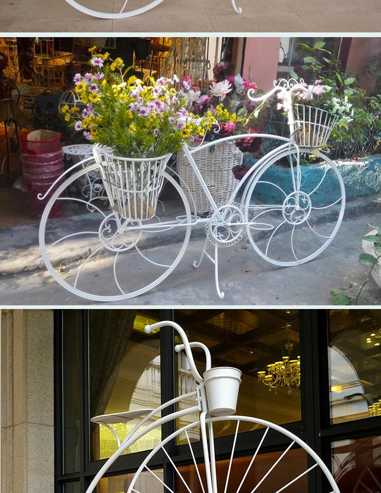 Elegant European Wrought Iron Multi-Layer Balcony & Garden Bicycle Plant Stand