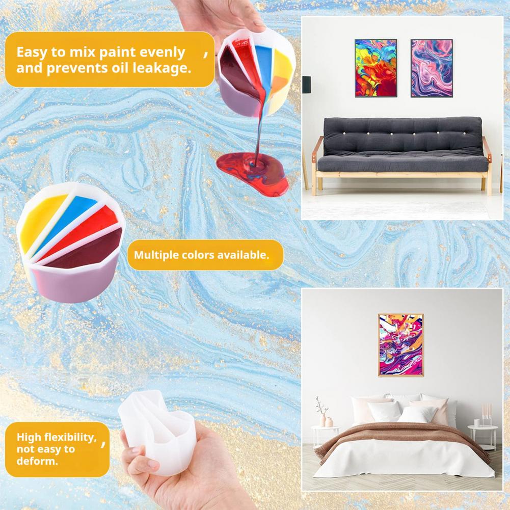 9cm Multi Channel Split Cup For Paint Pouring Reusable Resin Mixing Cup Silicone Fluid Art Split Cup For Art Drawing Accessories