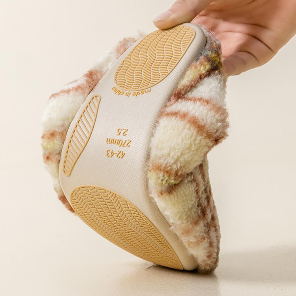 Silent cotton slippers 2025 autumn and winter home indoor non-slip soft bottom couple fluffy slippers