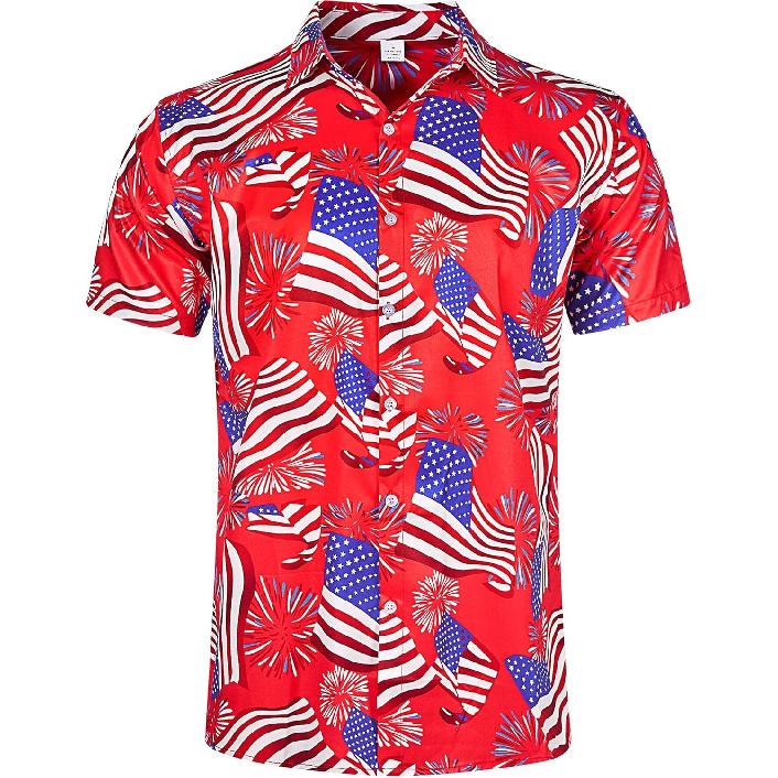Mens Hawaiian Shirt Summer 3D Print Casual Short Sleeve Button Down Graphic Aloha Dress Shirts Small