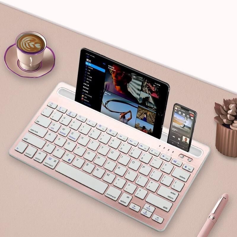 

OLOEY Dual Bluetooth Wireless Silent Keyboard with Tablet Stand