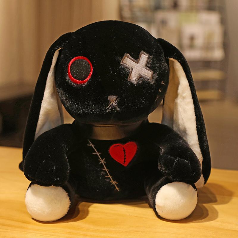 New Dark Series Rabbit Plush Toy Stuffed  Zombie Bunny Doll Gothic Rock Style Halloween Decor Creative Gift for Kids Friends