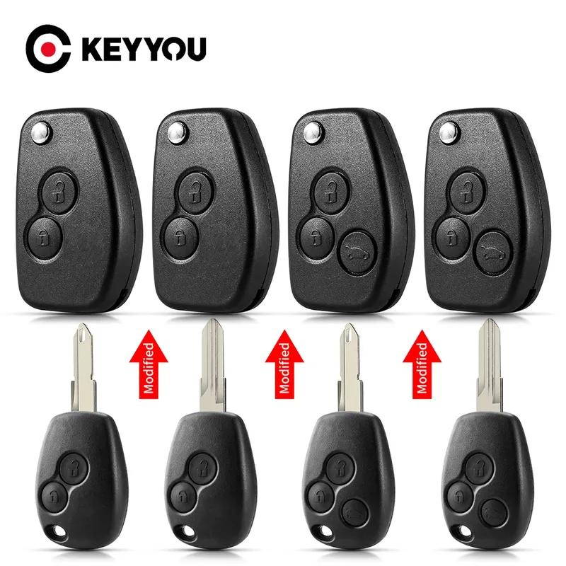 KEYYOU 206 VAC102 Modified Flip Folding Car Key Shell Case 2/3 Buttons For Renault Duster Logan Fluence Clio Kangoo Sandero