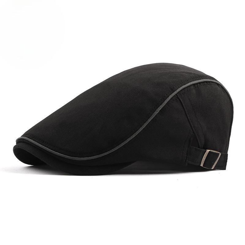2025 New Spring Summer Cotton Beret for Men Women British Style Retro Flat Cap Breathable Newsboy Cap Fashion Adjustable Cabbie Hat 56-60cm чёрный