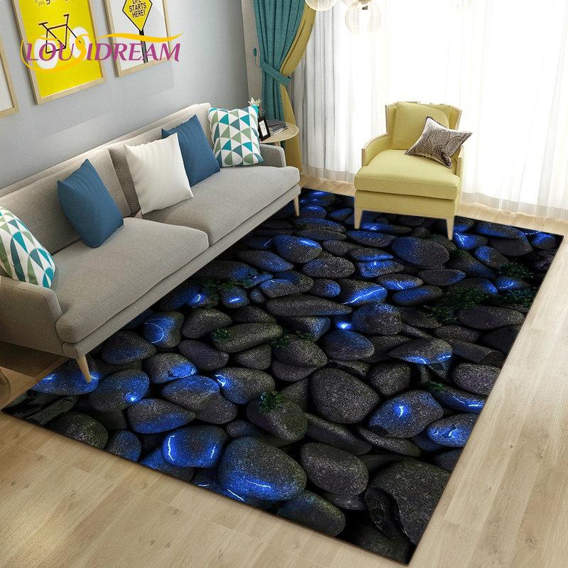 3D Colorful Cobblestone Stone Area Rug,Carpet Rug for Living Room Bedroom Sofa Doormat Kitchen Decoration,Kid Non-slip Floor Mat