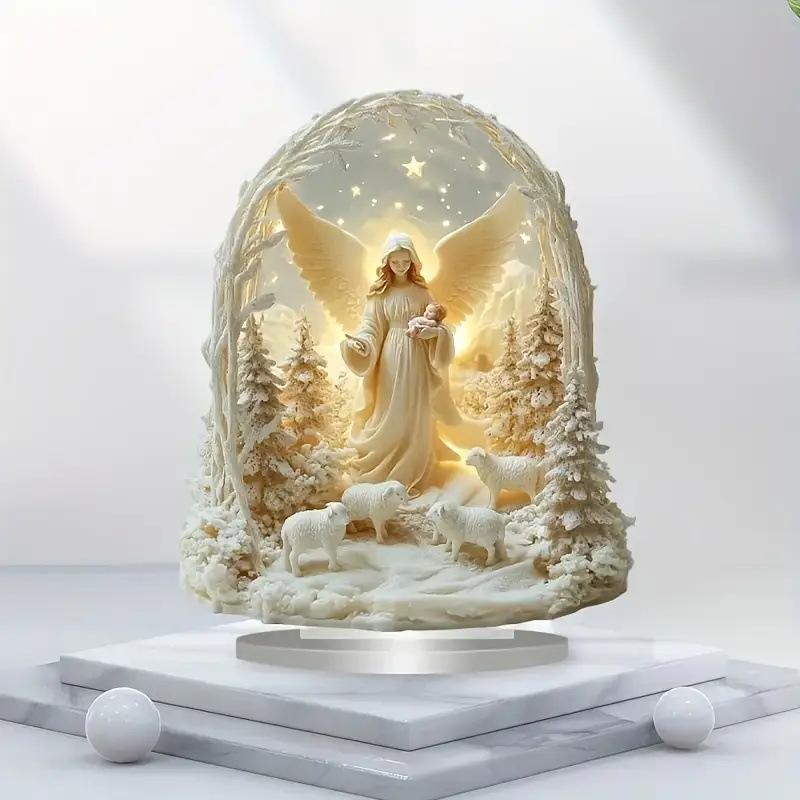 Богемный Ангел Ангел Настольные Украшения, Богемный Ангел с Младенцем Акриловые Плоские Украшения для Дома, Ягненок, Домашние Настольные Украшения, Детские, Дом 20*17cm