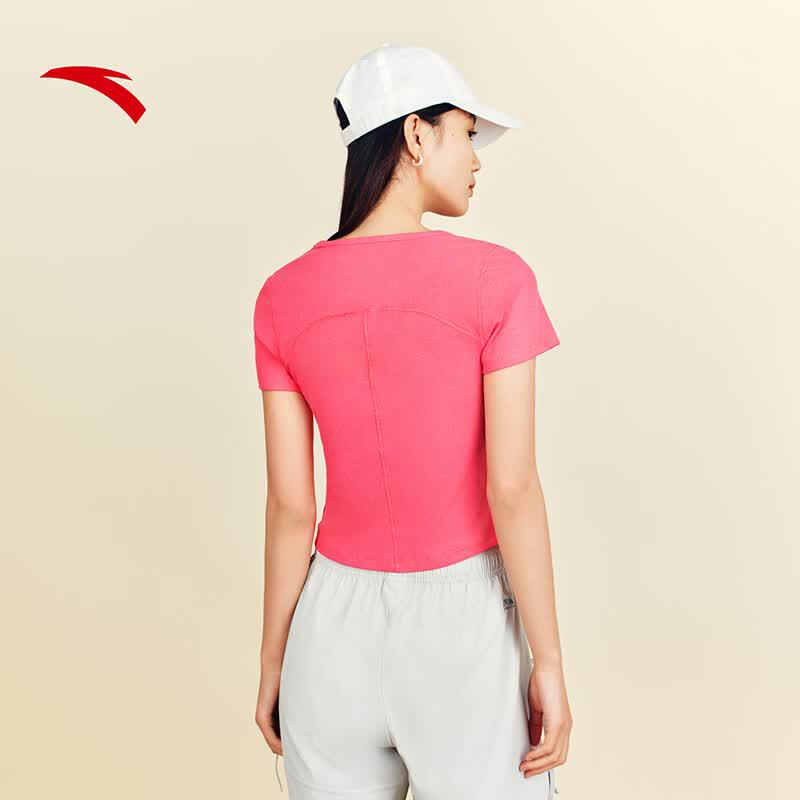 Anta Women's Slim Fit Knit Short Sleeve T-Shirt