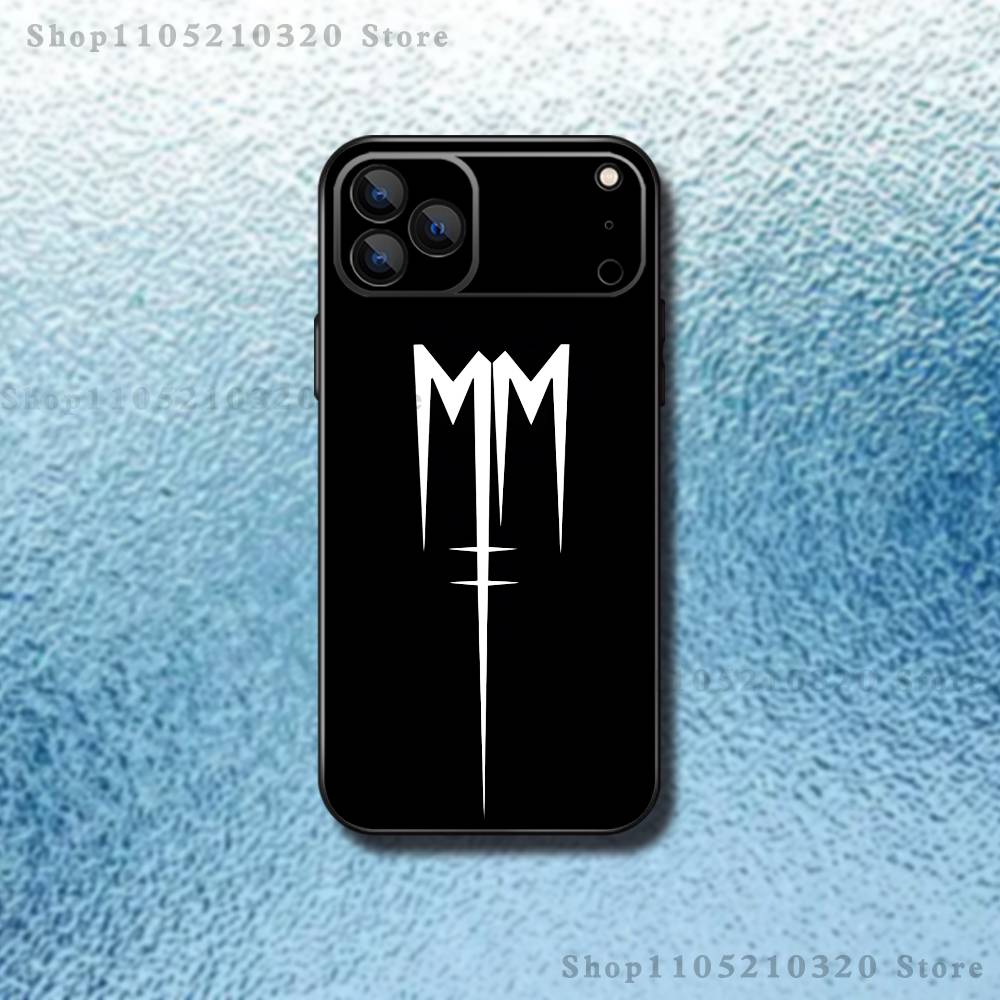 M-Marilyn M-Manson Phone Case For iPhone 17,16,15,14,13,12,11,Pro Max,XSX,,XR,SE,Mini,8,7,Soft Silicone Black Cover