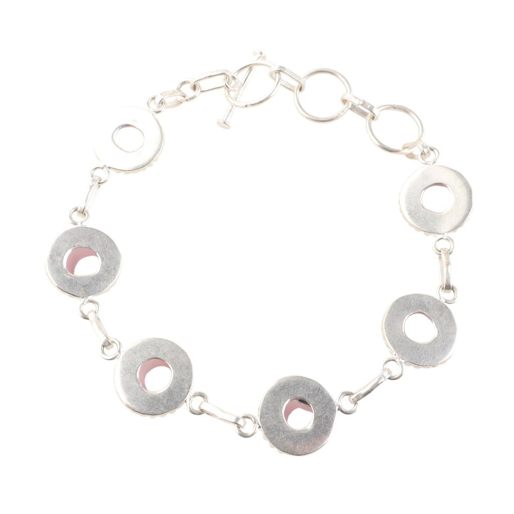 Natural Pink Cat's Eye Gemstone 925 Sterling Silver Handmade Women Gift Bracelet RB-9-33