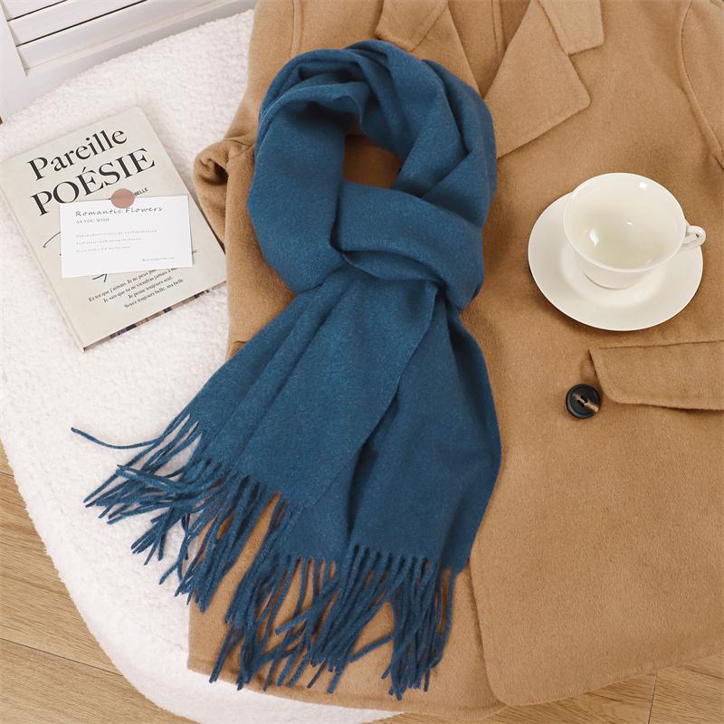 30*180cm Korea Styles Solid Color Cashmere Winter Warm Women Scarf Thicken Shawl Tassels Pashmina Hijab Wrap Windproof Foulard