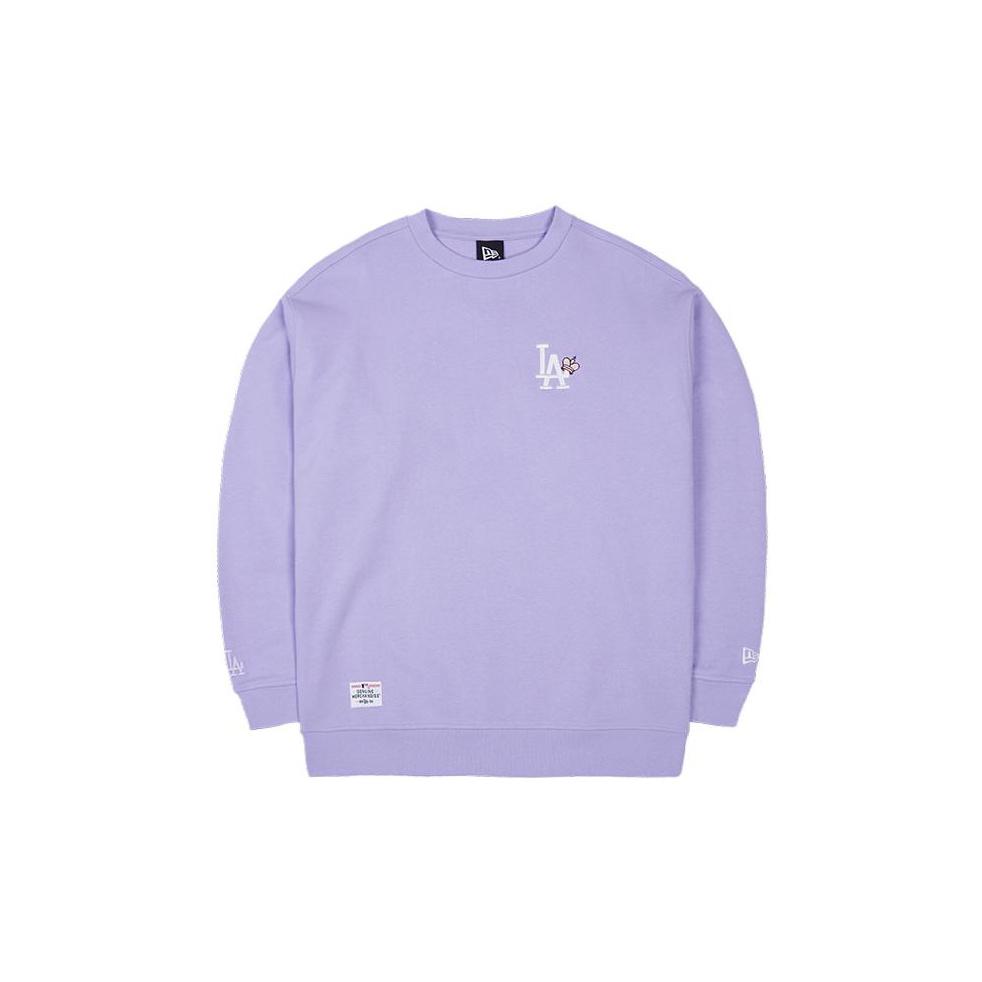 New Era Letter Embroidered Pullover American Sweatshirt Unisex Sweatshirt Light-Purple 13558610