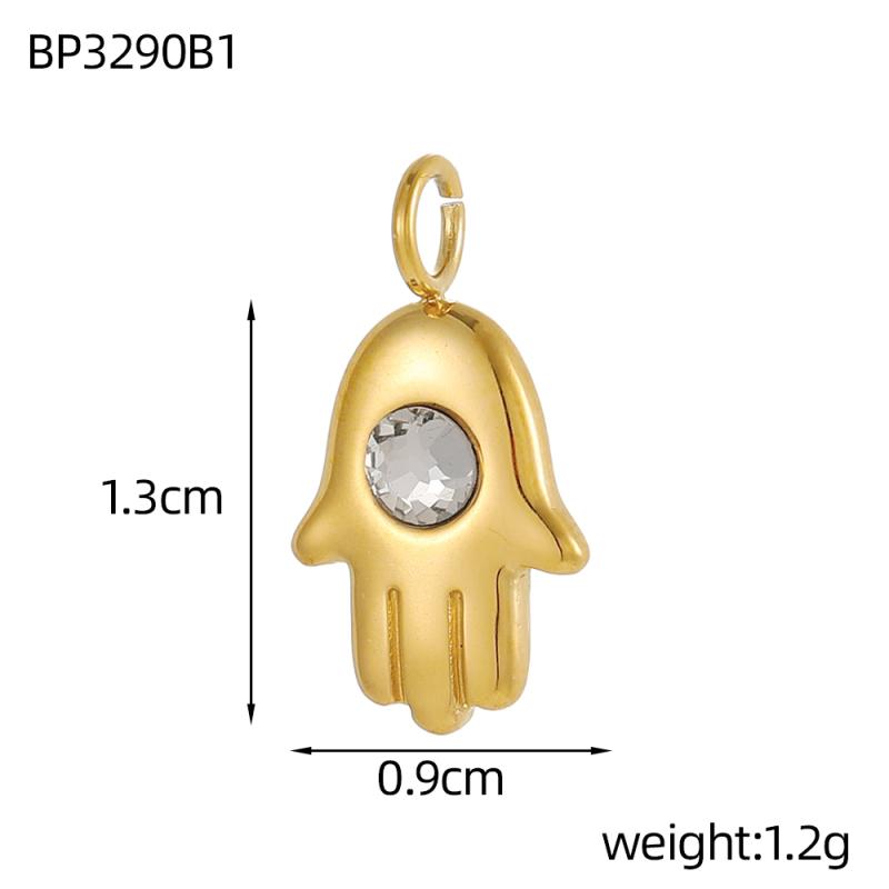 CARLIDANA Pink Blue Enamel Hamsa Hand Charms Gold Plated Charms Religious Muslim Islamic Hand of Fatima Charms DIY Jewelry