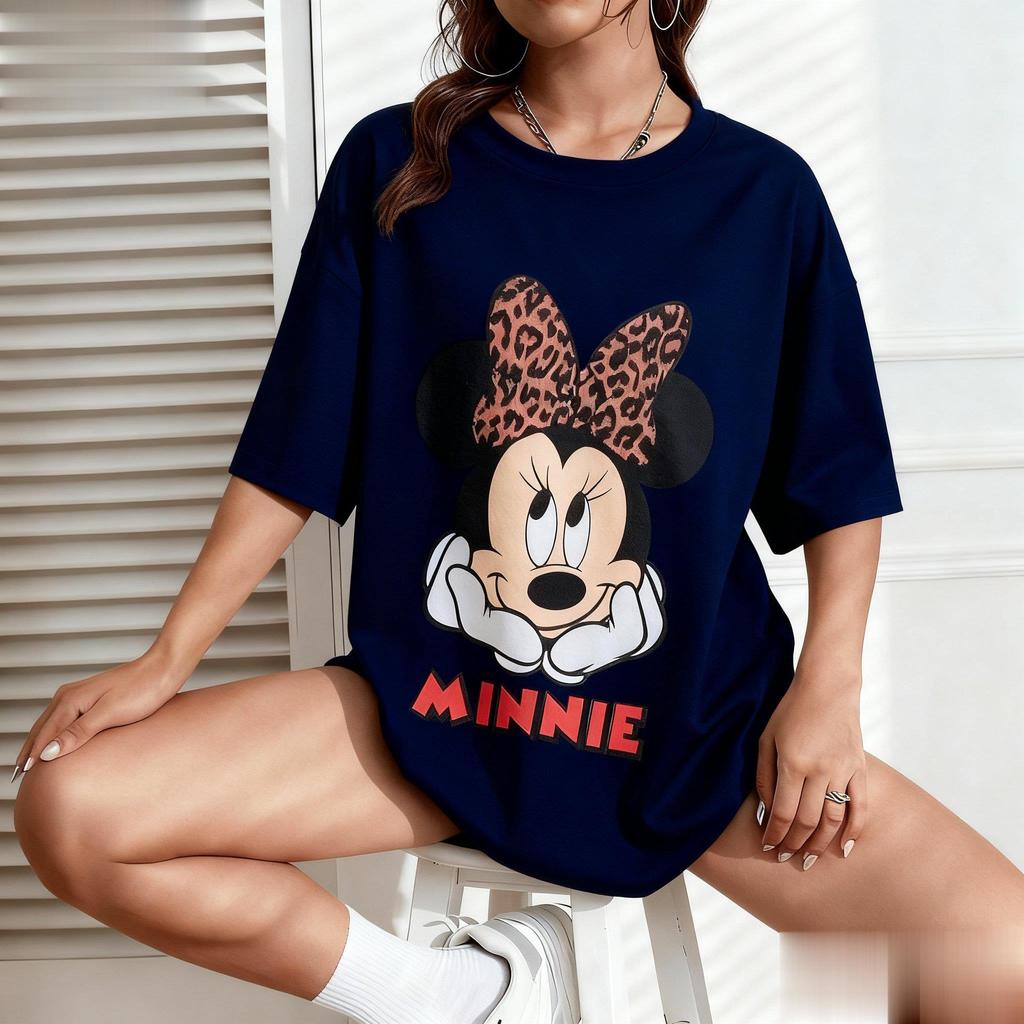 Nowa Letnia Koszulka z Graficznym Wzorem Myszki Minnie Disney Męska Damska Krótki Rękaw Modna Luźna Codzienna Góra Streetwear Vintage Kreskówka