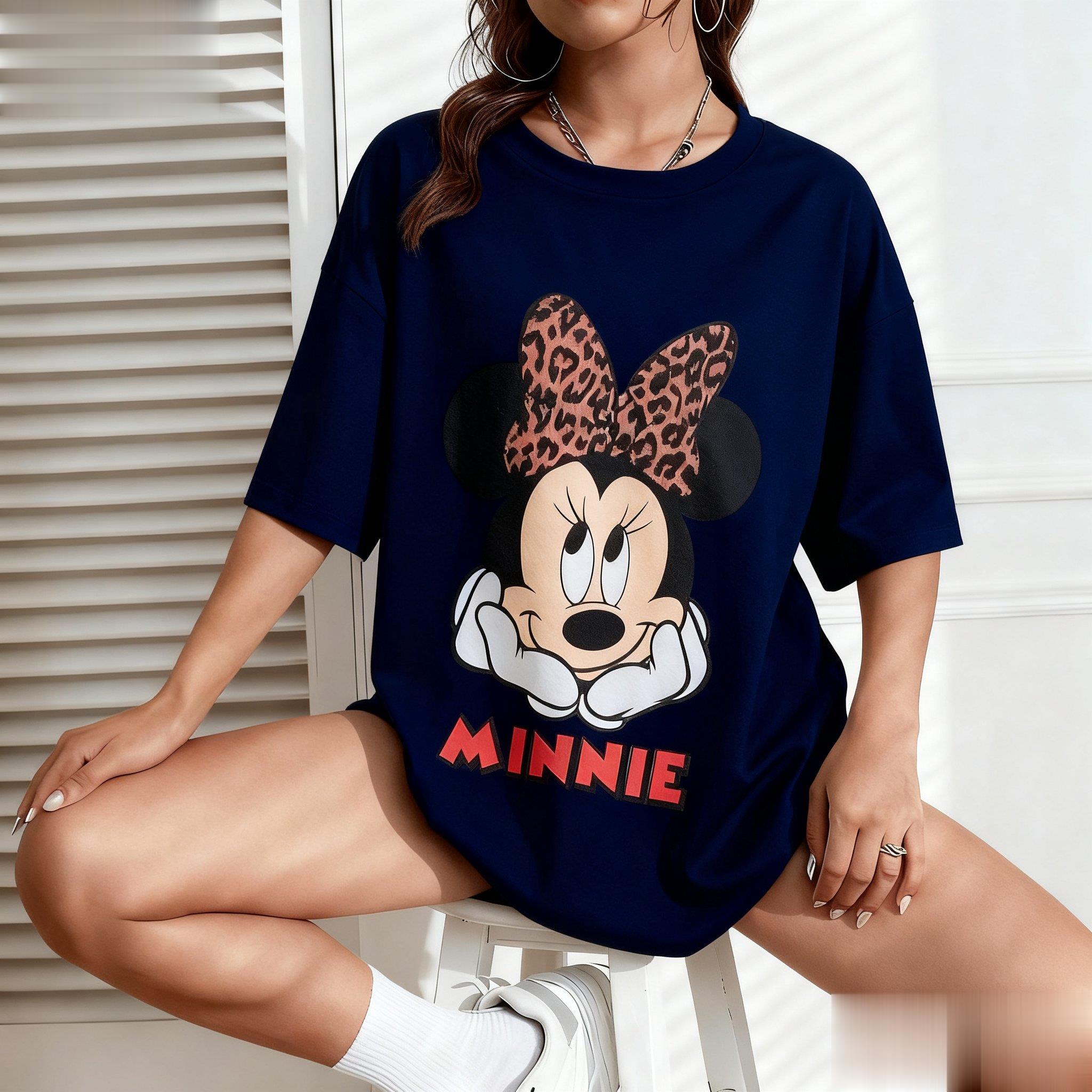 

Нова літня футболка з графічним принтом Disney Мінні Маус для чоловіків і жінок, футболка з коротким рукавом, модна вільна повсякденна футболка, стрітвеар, вінтажний мультфільм XXS