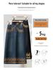 25 Spring/Autumn Women's High-Waist Denim Skirt with Colorful Embroidered Edge and Slit