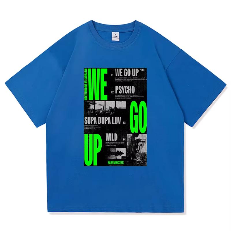 Babymonster Album We Go Up TShirt 2025 Retro UnisexWomen Clothing Vintage Harajuku High Quality Tops for Fans Gifts Cotton TShirts