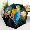 Flower Parrot  Pattern, Automatic Folding Umbrella, Portable and Foldable Design, 8 Ribs, a Christmas or Birthday Gift.