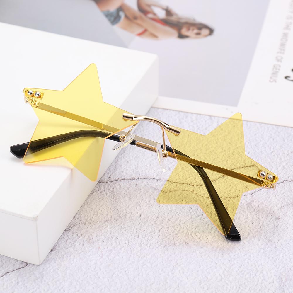 Rimless Star Shape Sunglasses Trendy Sun Glasses Women Men Party Glasses Funny Pentagram Eyewear Christmas Decoration Eyeglasses
