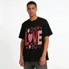 Vintage Knit Style Love Heart Print Casual Couple Top Pure Cotton T-shirt