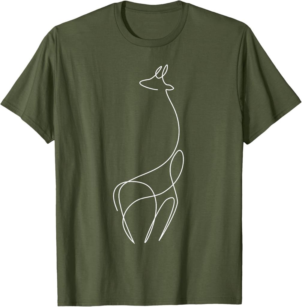 Minimalist Giraffe Tshirt Minimalism Outline Lineart Tee TShirt Unisex Summer Streetwear Tops Cotton Graphic T Shirts