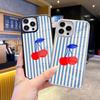 Amazon Hot-selling Minimalist Striped Cherry for Apple 17pm Frosted Glass 16/15 Creative Phone Case
