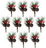 Artificial Pine Picks Christmas Mini Ornaments Red Berries Decorations