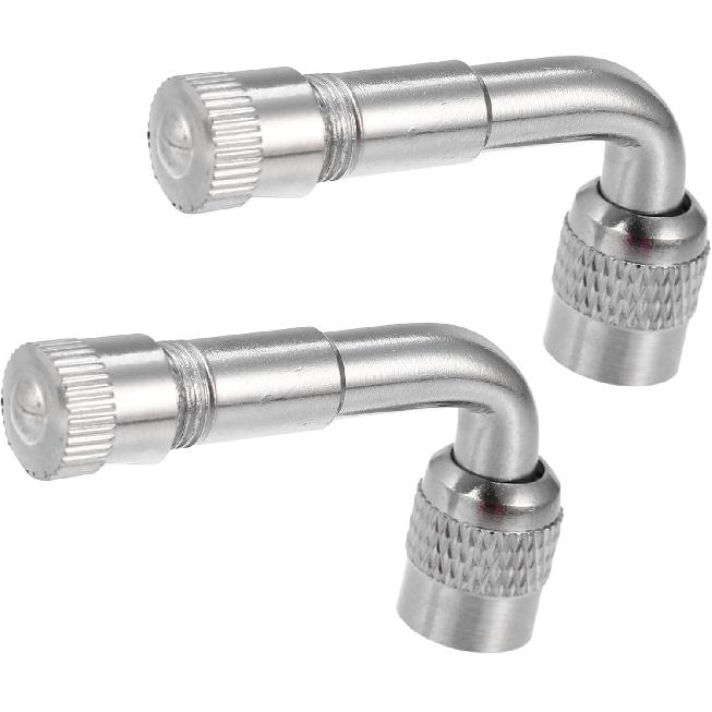 2 Stück Kupfer-Nickel-beschichteter Reifenventil-Verlängerungsadapter 90-Grad-Ventilschaft-Verlängerer Kappen für Autos LKW Motorräder Fahrräder Roller Universelle Verlängerer