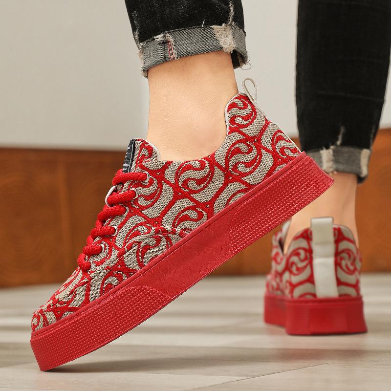 Canvas Sneakers Men Fashion Spring Autumn Casual Men's Platform Lace Up Flats Shoes Non-slip Wear-resistant Sports Shoes