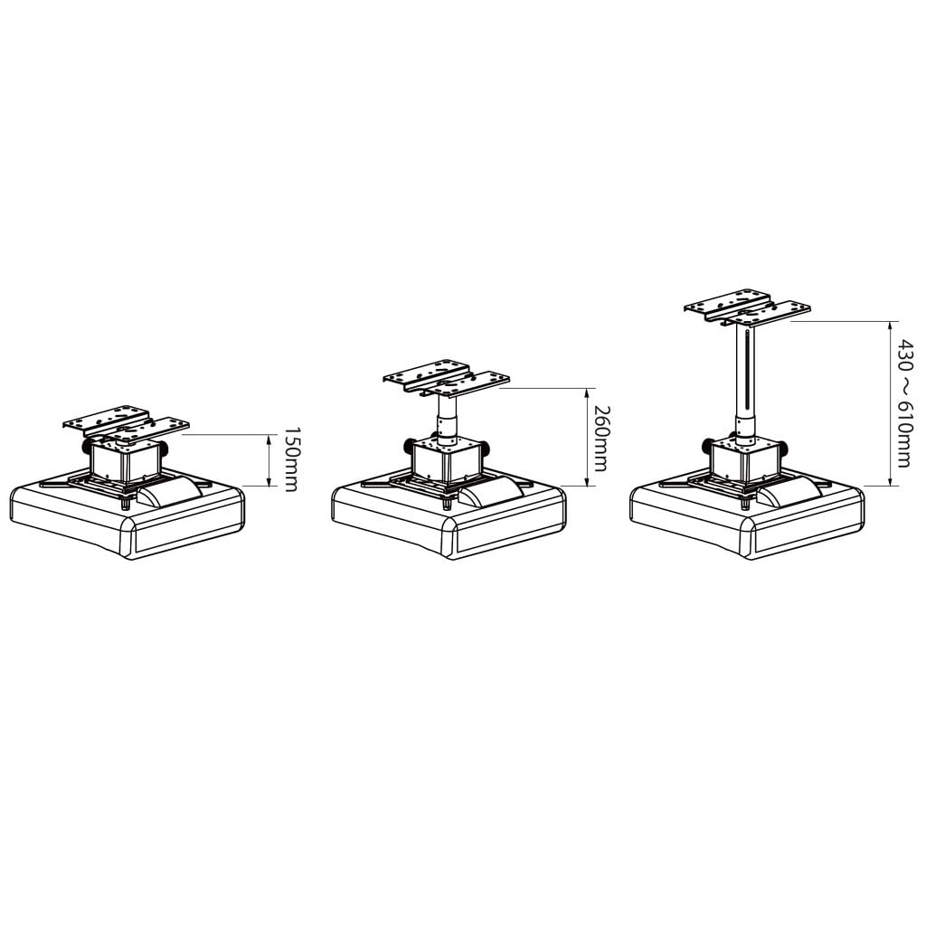 Home Theater Factory Projector Ceiling Adjustable Height from 150mm To an Avac Original Product from Home Theater Factory HF-PM45 (White) Tilt-Mounted