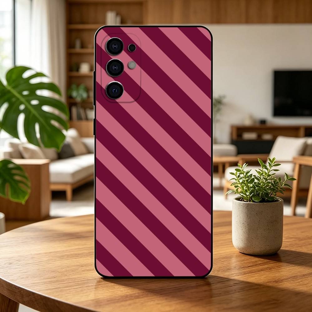 Burgundy White Stripe pattern  Phone Case For Samsung S25,S24,S21,S22,S23,S30,Ultra,S20,Plus,Fe,Lite,Note,10,Black Cover