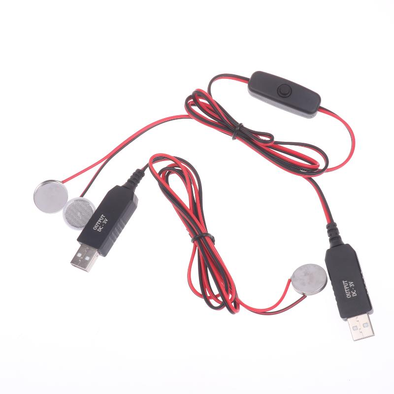 Usb To 3V Cr2032 Fake Battery Charger Cord With Switches Power Supply Cable For Watch Microphone Toy Remote