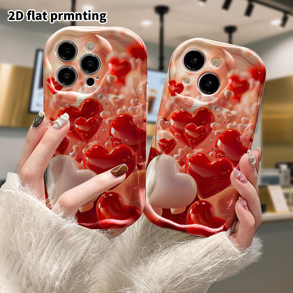 Phone Case: 2D Flat, Suitable for iPhone 18, 17, 16, 15, 14, 13, 12 Pro Protective Cases, Phone Decoration, Floating 3D Heart, Perfect Christmas and H