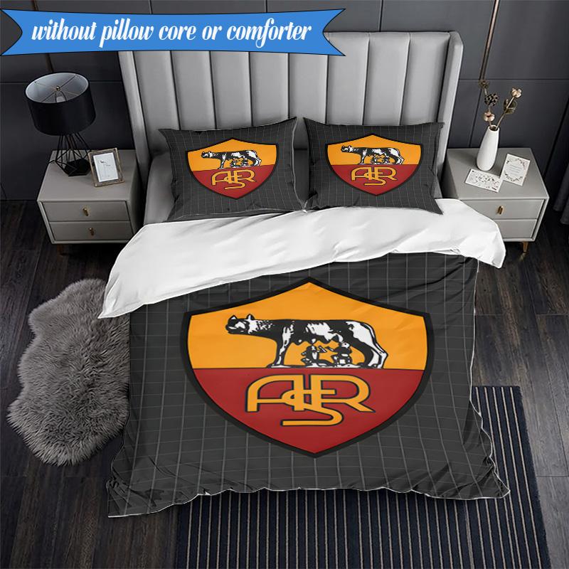 3PCS Rome Wolf Football club Printed Soft Bedding Set,Including 1pc Duvet Cover And 2pcs Pillowcases Perfect for Bedroom, Dormitory, Fan gift