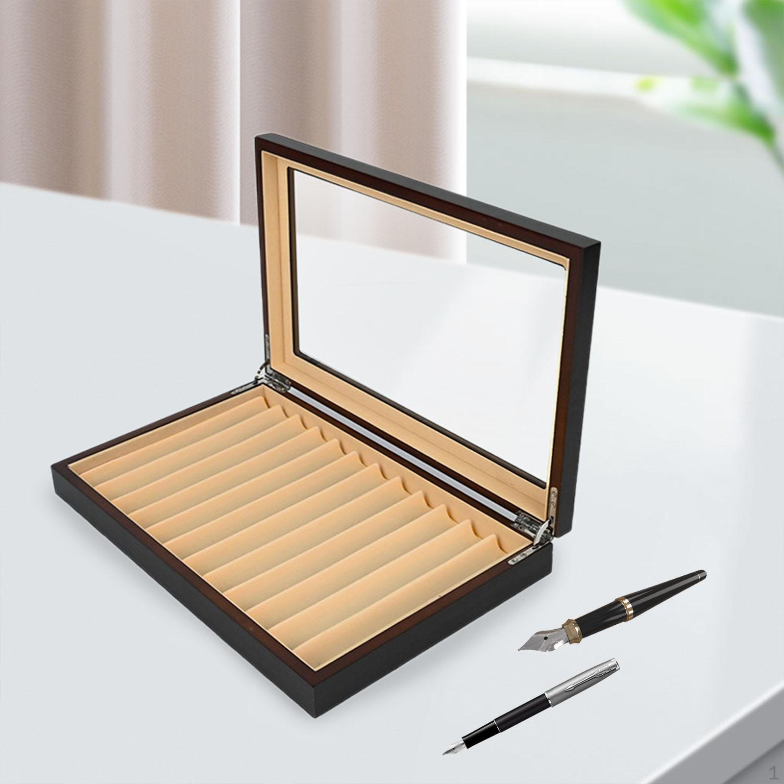 

Элегантная деревянная подставка для ручек на стол - стильный органайзер для канцелярских принадлежностей с прозрачной крышкой чёрный