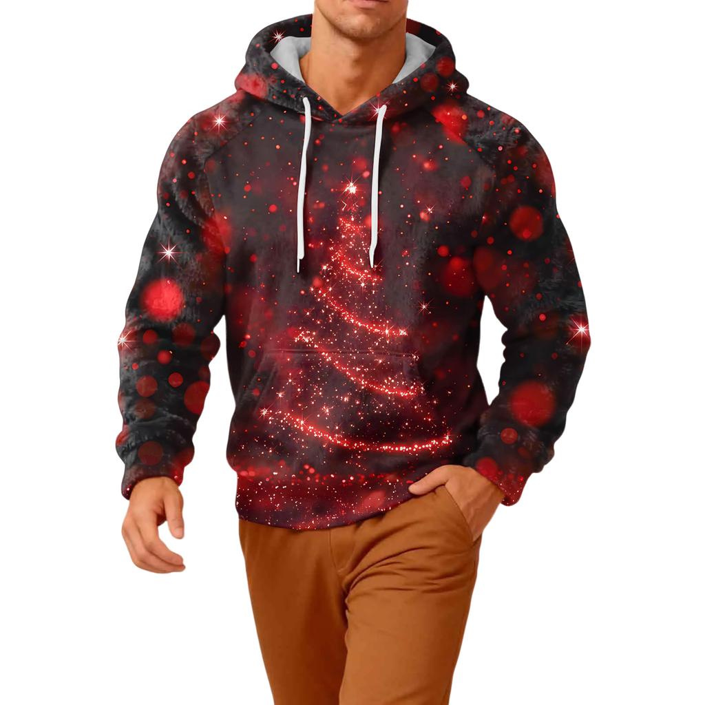 Men's Long-Sleeve Casual Flannel Hooded Sweatshirt