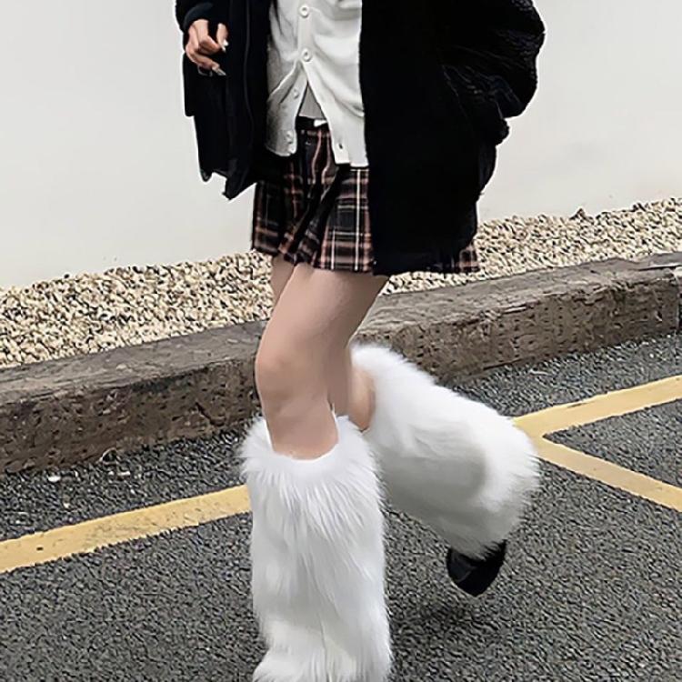 Faux Furs Leg Warmer,Y2K Warm Cozy Fuzzy Leg Warmer Boot Cuffs Cover for Womens