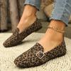 Ladies Shoes 2024 Slip-on Women's Flats Fashion Belt Buckle Daily  Flats Women Hot Sale Leopard Print Plus Size Flat Low Heels