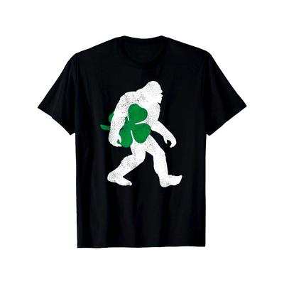 Europäische Größen St. Patrick's Day Shirt - Kleeblatt Irischer Sasquatch T-Shirt, Unisex - Ostern, Weihnachts-Ausverkauf, Valentinstag, Karneval