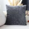 Coussin - Velours 40x40 cm - Gris foncé - Déhoussable - Confort moelleux