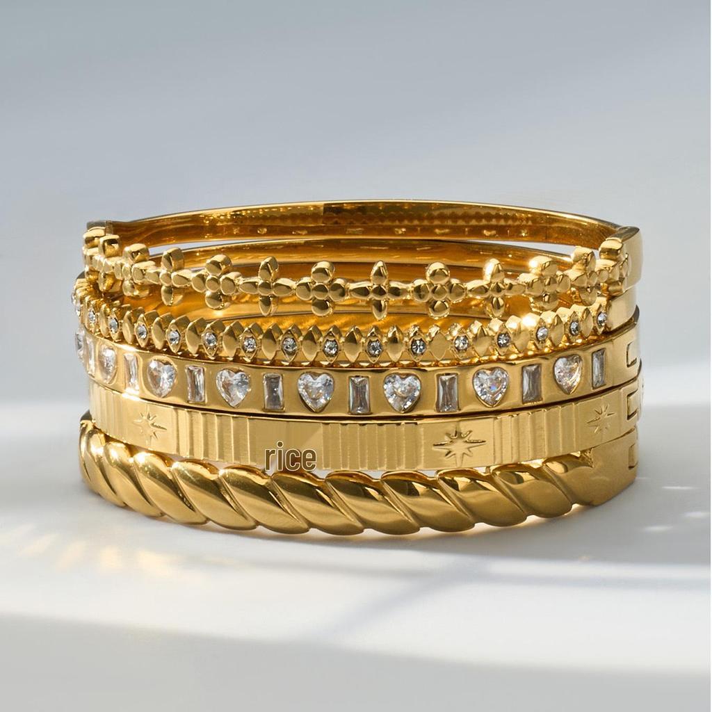 Elegant Dames Volledig Diamanten Armband in 18K Verguld Roestvrij Staal – Veerkrachtig, High-End Ontwerp
