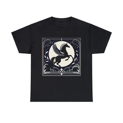 Unisex Erwachsenen T-Shirt Art Deco Geflügeltes Pferd Pegasus Retro Kunst Design Mythisches Tee