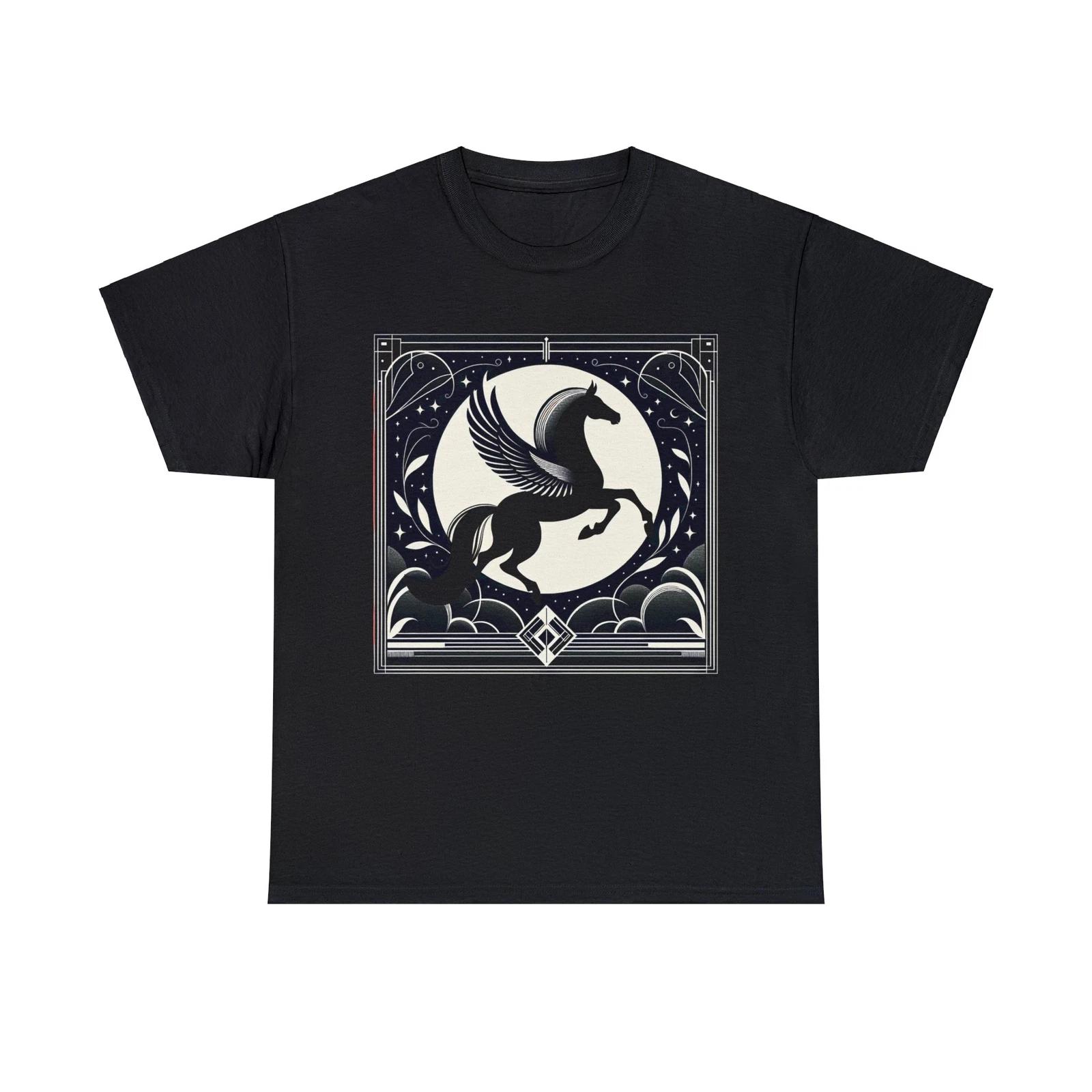 Unisex Adult T Shirt Art Deco Winged Horse Pegasus Retro Art Design Mythical Tee 3XL