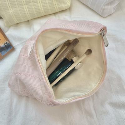 Sac à cosmétiques style ins avec nœud, grande capacité, trousse de maquillage, pochette de voyage, trousse menstruelle, sac de rangement divers