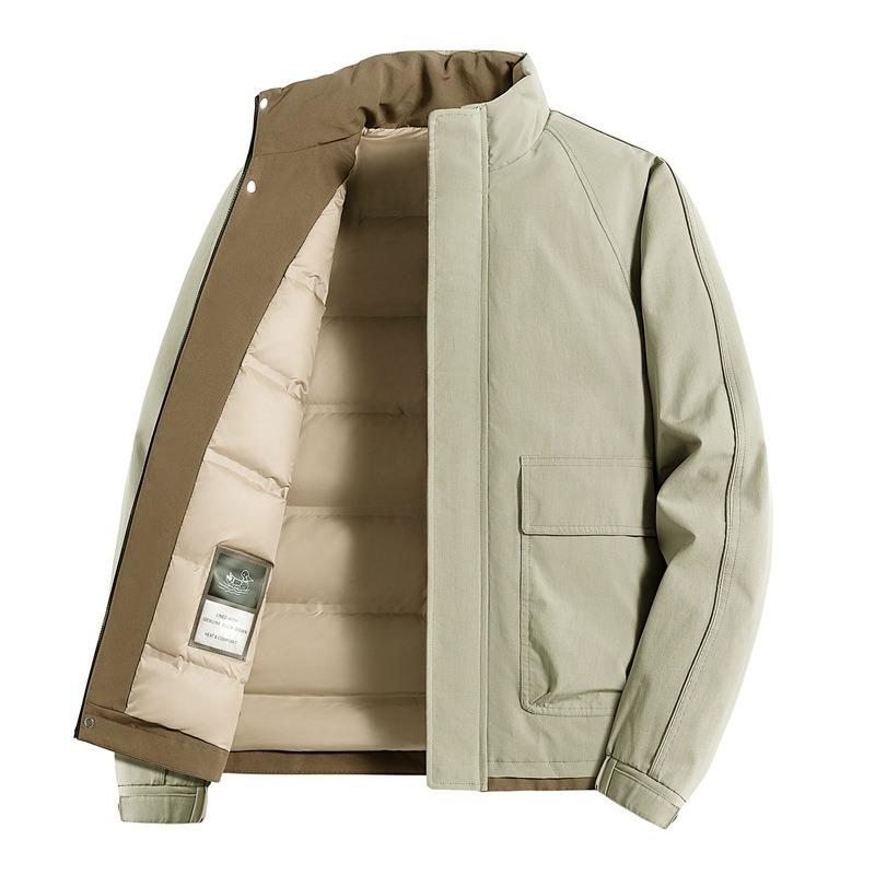 Daunenjacke% weiße Entendaune Herren Winter Neu Faltenfrei Stehkragen Locker Herren Kältebeständige Jacke