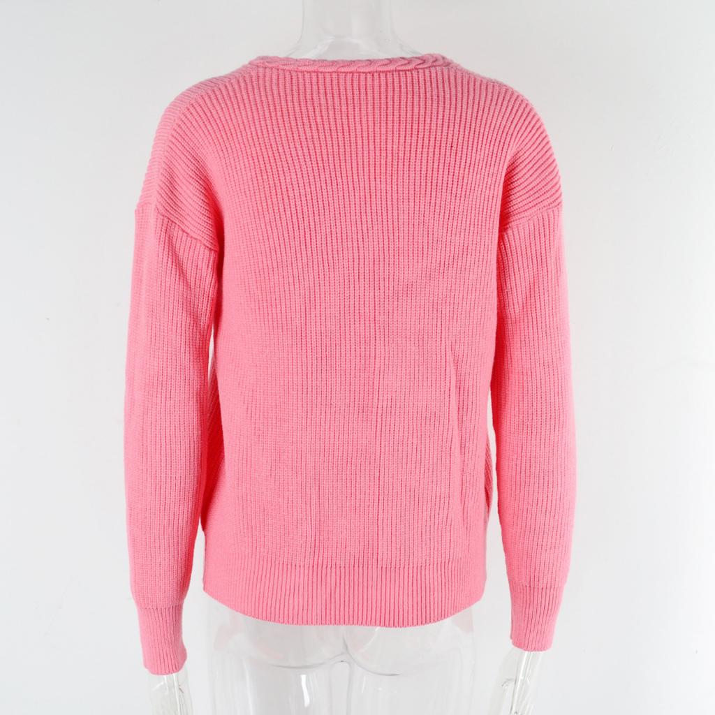 2023 Autumn/Winter Women's V-neck Twist Slim-fit Sweater Pullover Sweater