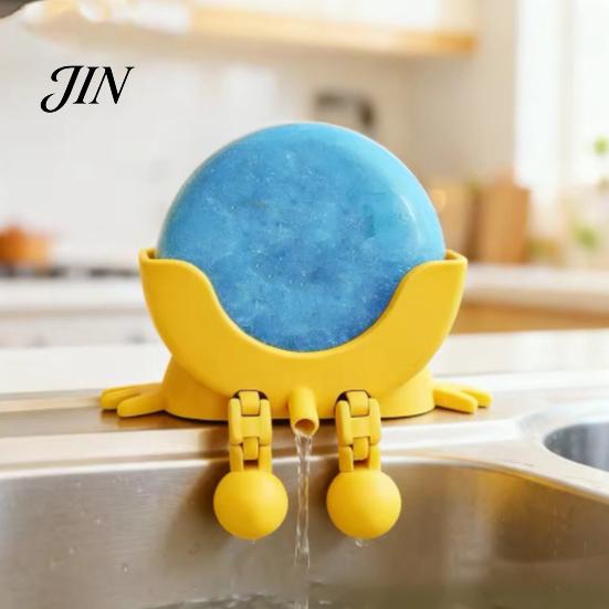 Draining Rack for Kitchen 3D Printed Smiling Face Sponge Holder, Cartoon Character Dish Drying Hollow Diversion Holder with Drainage Design,